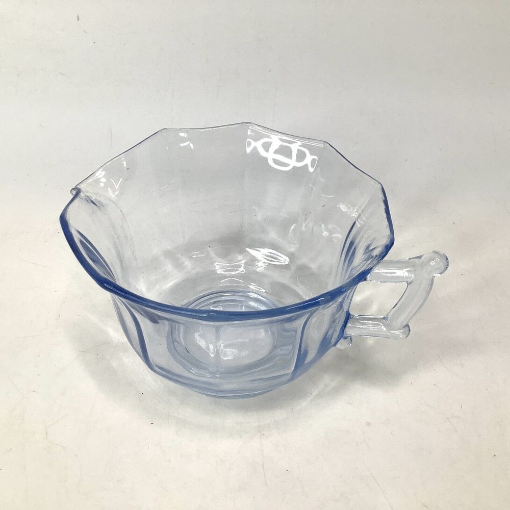 Vintage Madrid Collection Indiana Glass Blue Creamer wHandle Depression Glass